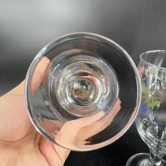 Libbey Barware Glasses Pink Flowers Water Goblet Drinking Glasses Set 2 VTG - Picture 5 of 14